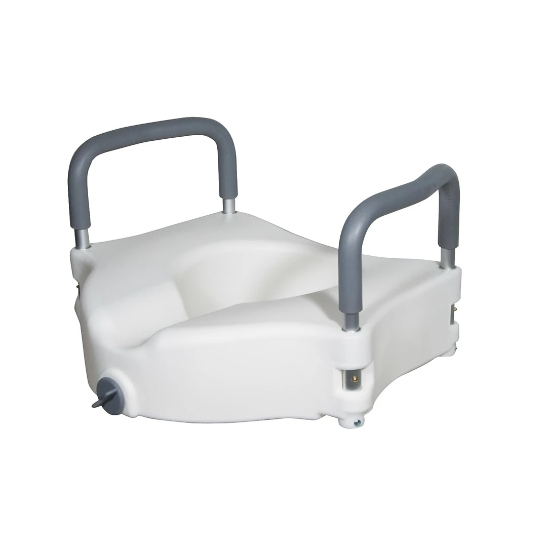 Drive Medical Elevated Raised Toilet Seat With Removable Padded Arms, Standard Seat (RTL12027RA)