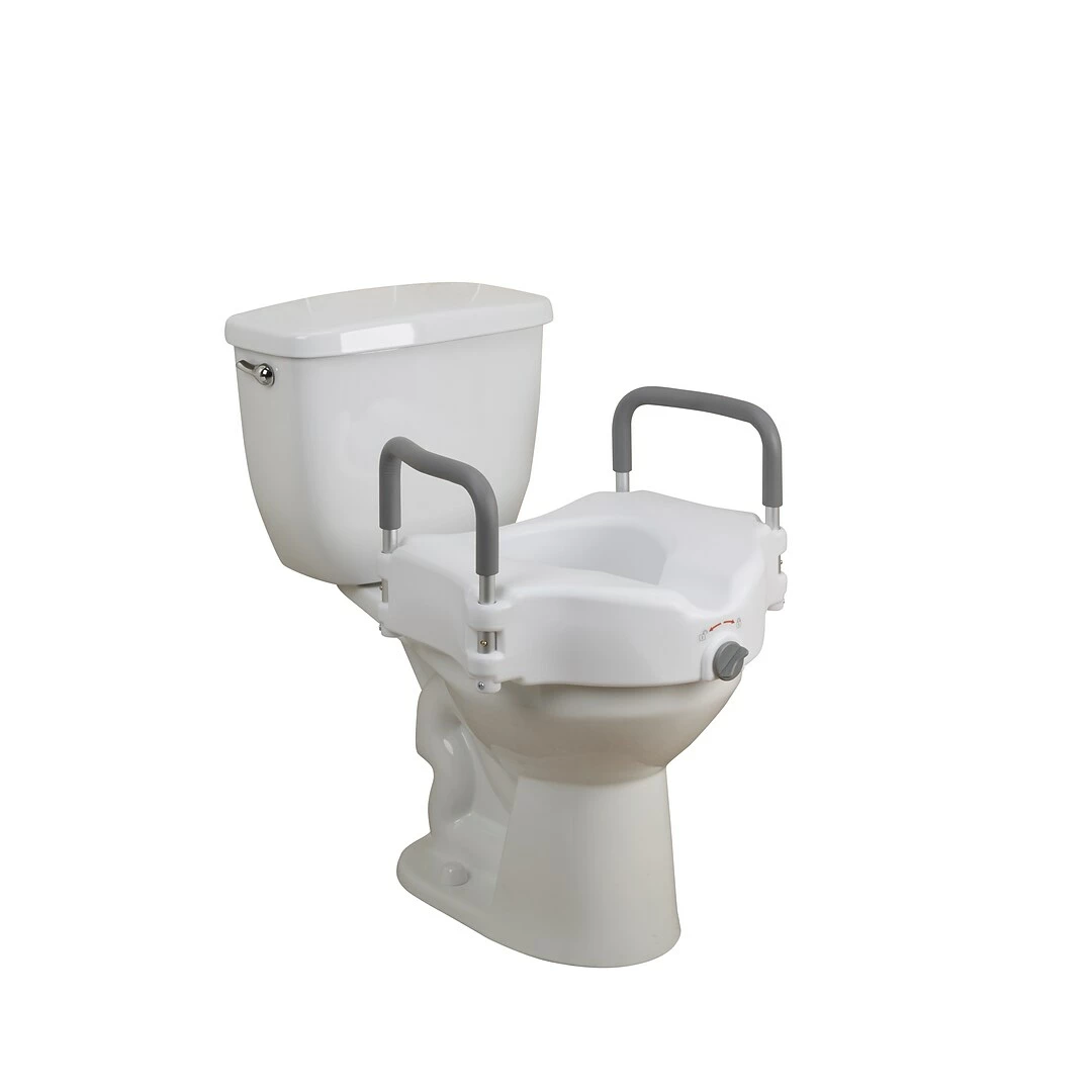 Drive Medical Elevated Raised Toilet Seat With Removable Padded Arms, Standard Seat (RTL12027RA) - Image 2