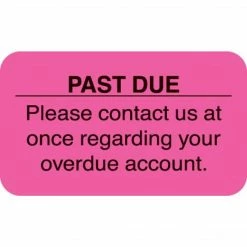 Medical Arts Press Past Due Collection Medical Labels, Past Due, Fluorescent Pink, 7/8x1-1/2", 500 Labels