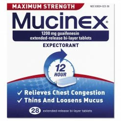 Mucinex® Max Strength Expectorant Tablets, 12 Hour Relief, 28/Pack (63824-02328)