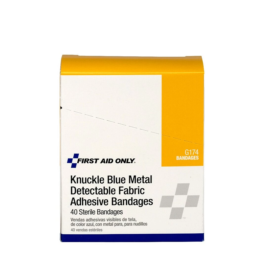 First Aid Only 1.5" X 3" Blue Metal Detectable Adhesive Bandages, 40/Box (G174) - Image 2
