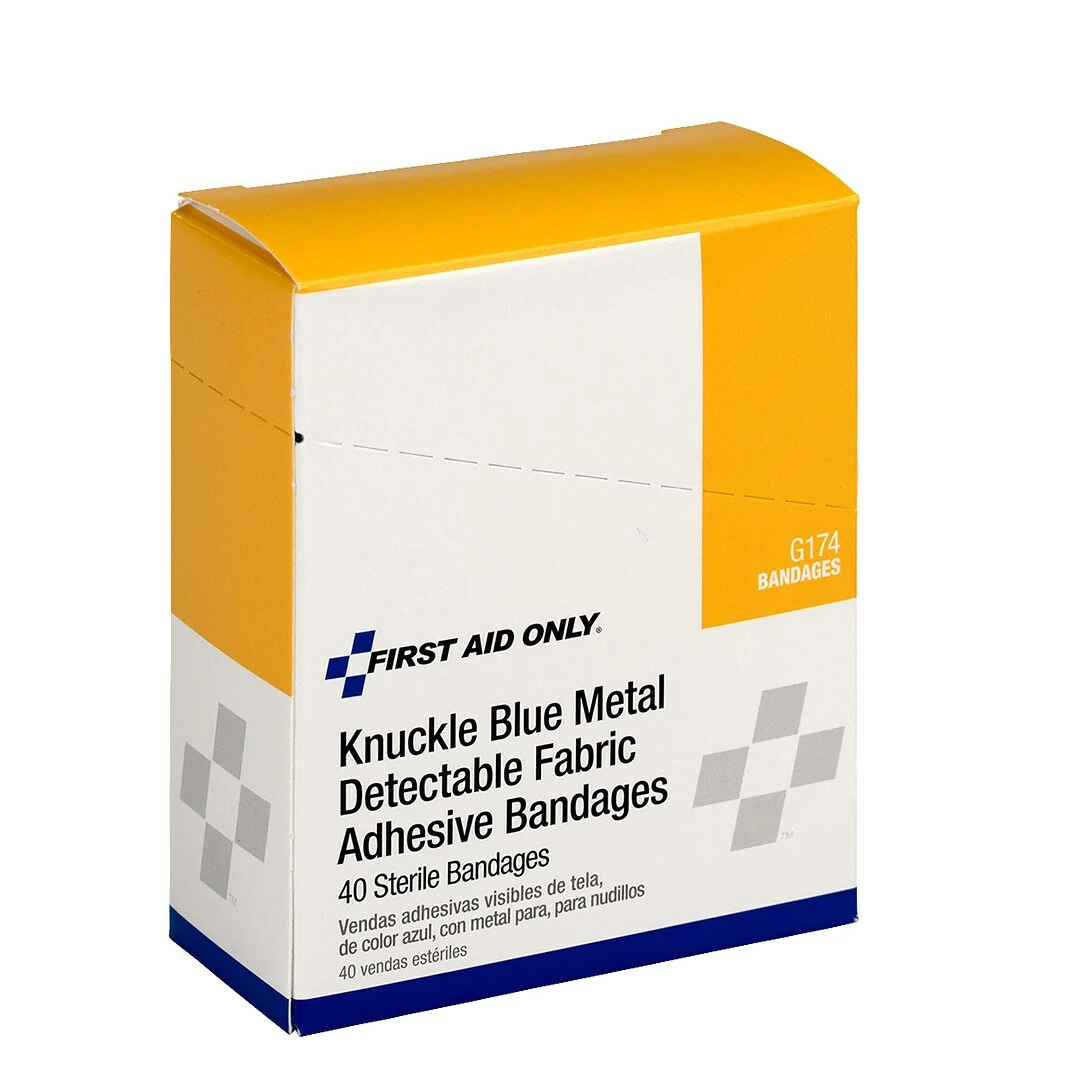 First Aid Only 1.5" X 3" Blue Metal Detectable Adhesive Bandages, 40/Box (G174) - Image 4