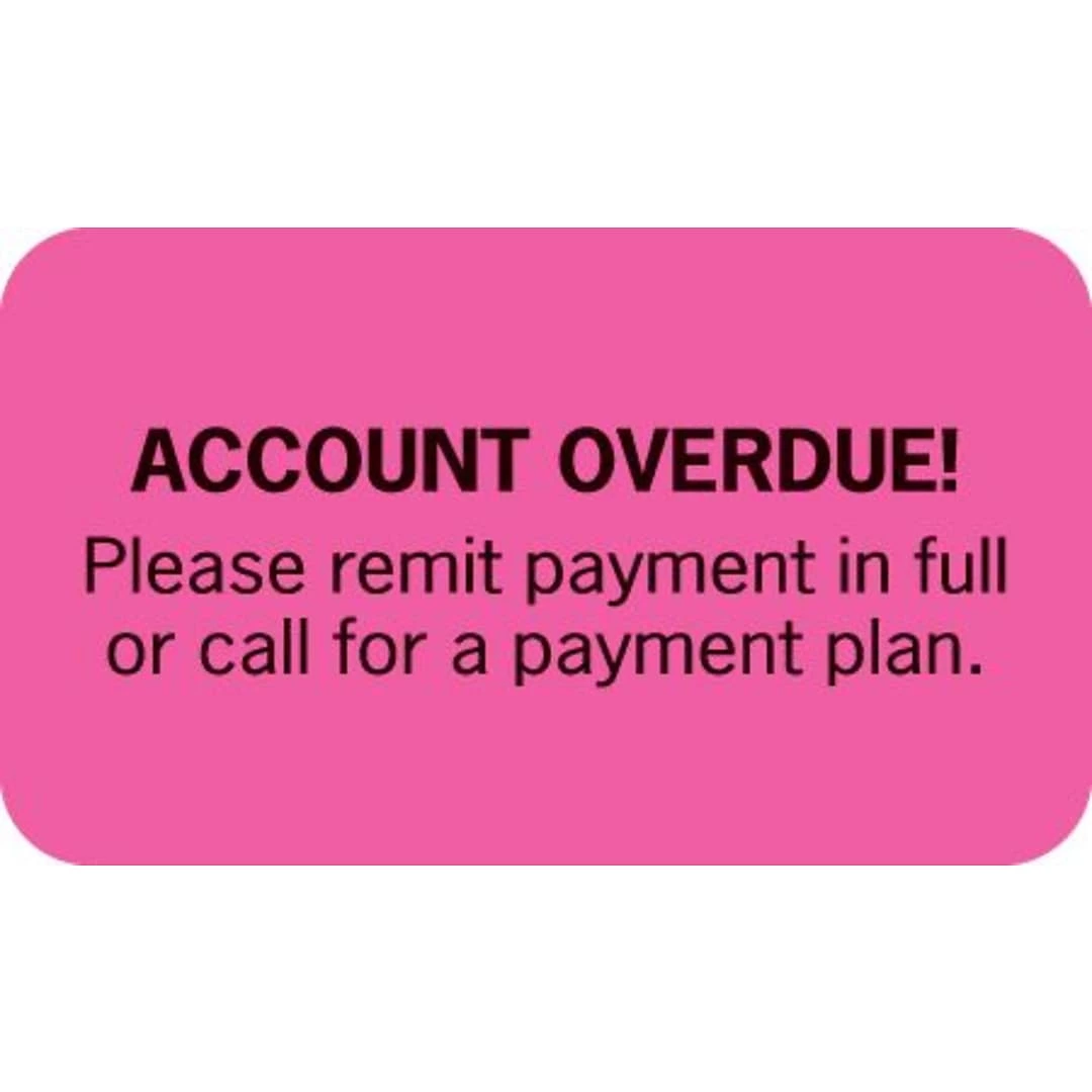 Medical Arts PressĀ® Past Due Collection Labels, Account Overdue, Fluorescent Pink, 7/8x1-1/2", 500 Labels
