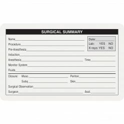 Medical Arts Press Veterinary Surgical Summary & Blood Analysis Labels, Surgical Summary, White, 2 1/2x4", 100 Labels