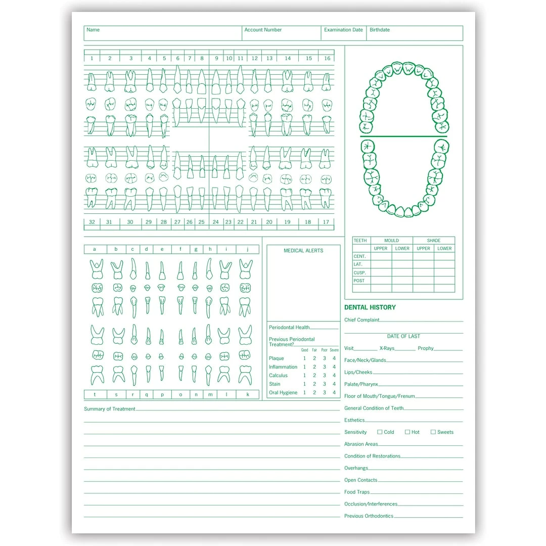 Medical Arts Press® Dental Exam Chart; Vertical