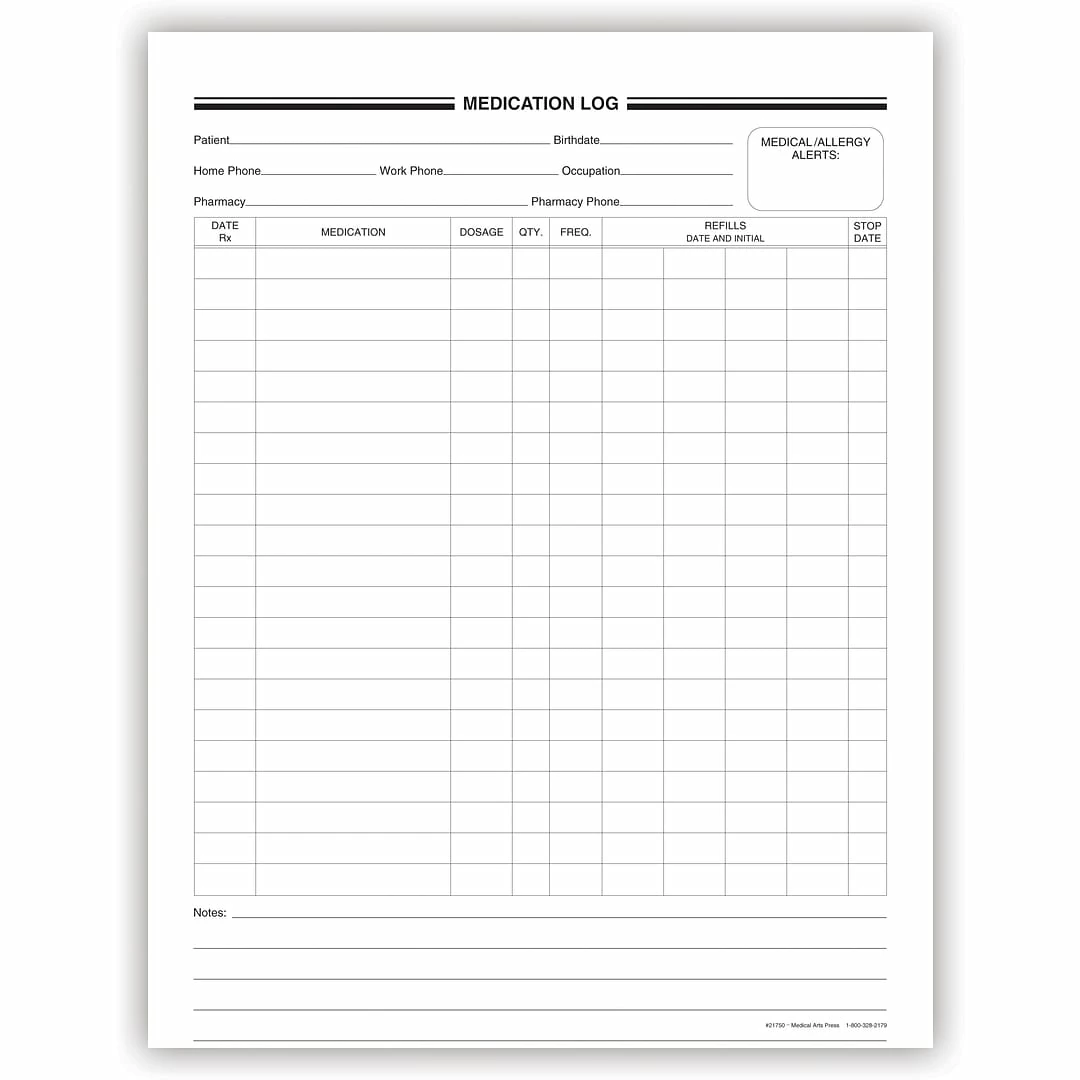 Medical Arts PressĀ® Animal Patient Record, Vaccination Chart