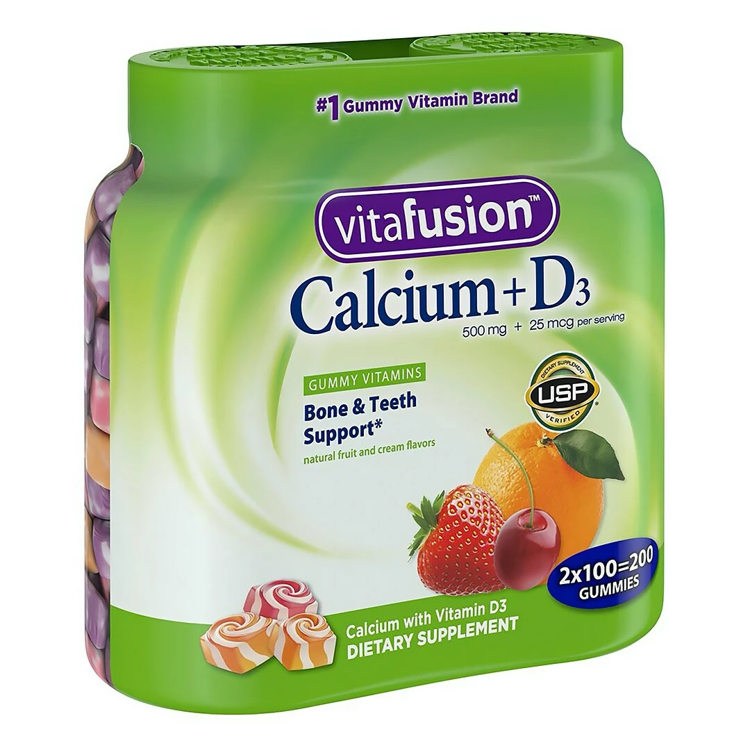 Vitafusion Calcium+D3 Gummy Vitamins With Bone Support For Adults, 500mg, 100 Count, 2 Pack - Image 2
