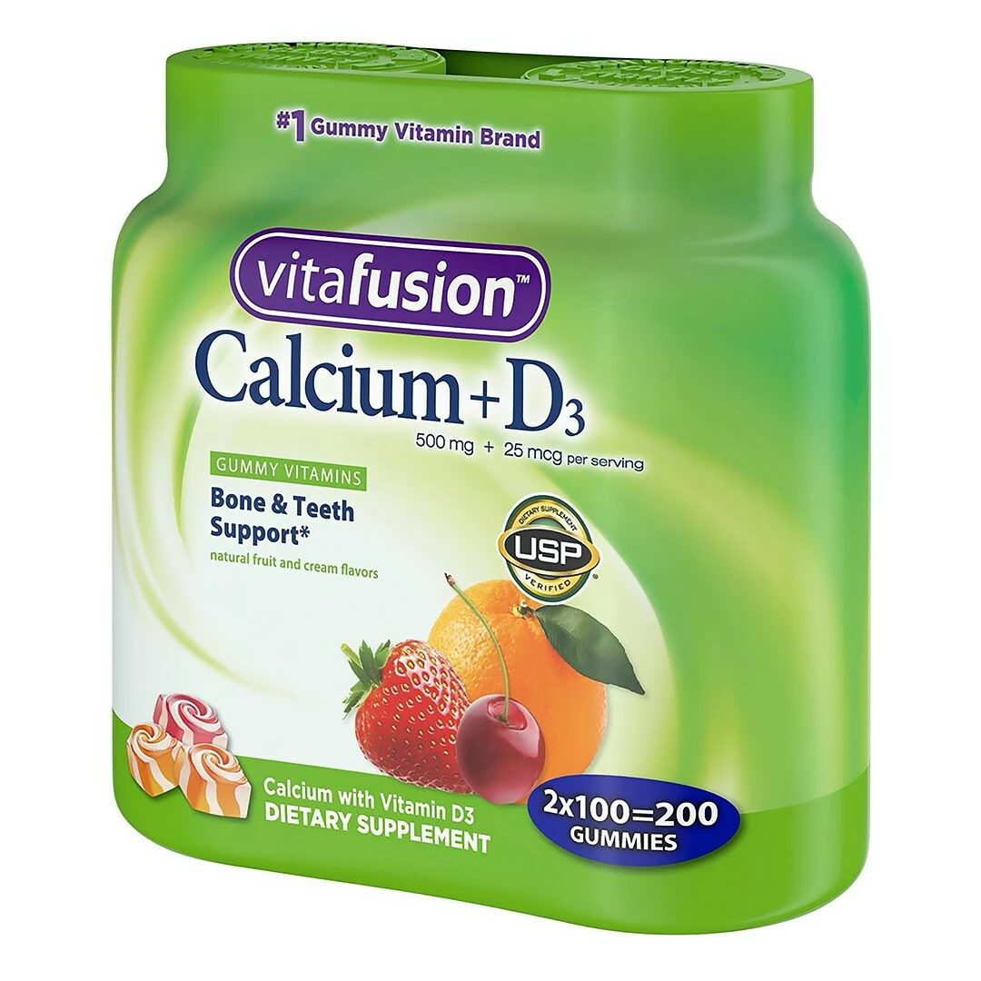 Vitafusion Calcium+D3 Gummy Vitamins With Bone Support For Adults, 500mg, 100 Count, 2 Pack - Image 3