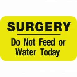 Medical Arts Press® Diet And Medical Alert Labels, Surgery - Do Not Feed Or Water, Fl Chartreuse, 7/8x1-1/2", 500 Labels