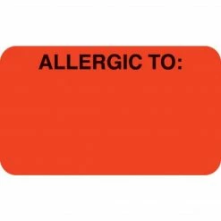 Medical Arts Press® Allergy Warning Medical Labels, Allergic To:, Fluorescent Red, 7/8x1-1/2", 250 Labels