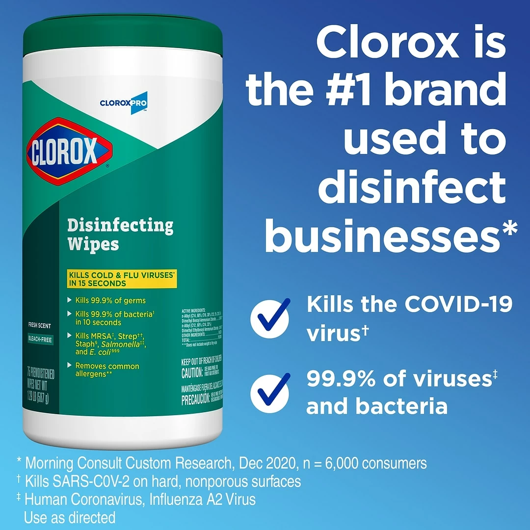 CloroxPro® Disinfecting Wipes, Bleach-Free, Fresh Scent, 70 Count (Package May Vary) - Image 3