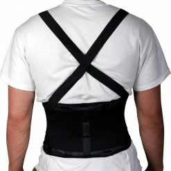 Medline Standard Back Support With Suspenders, Black, Large, 34" - 38" L X 10" H, Each