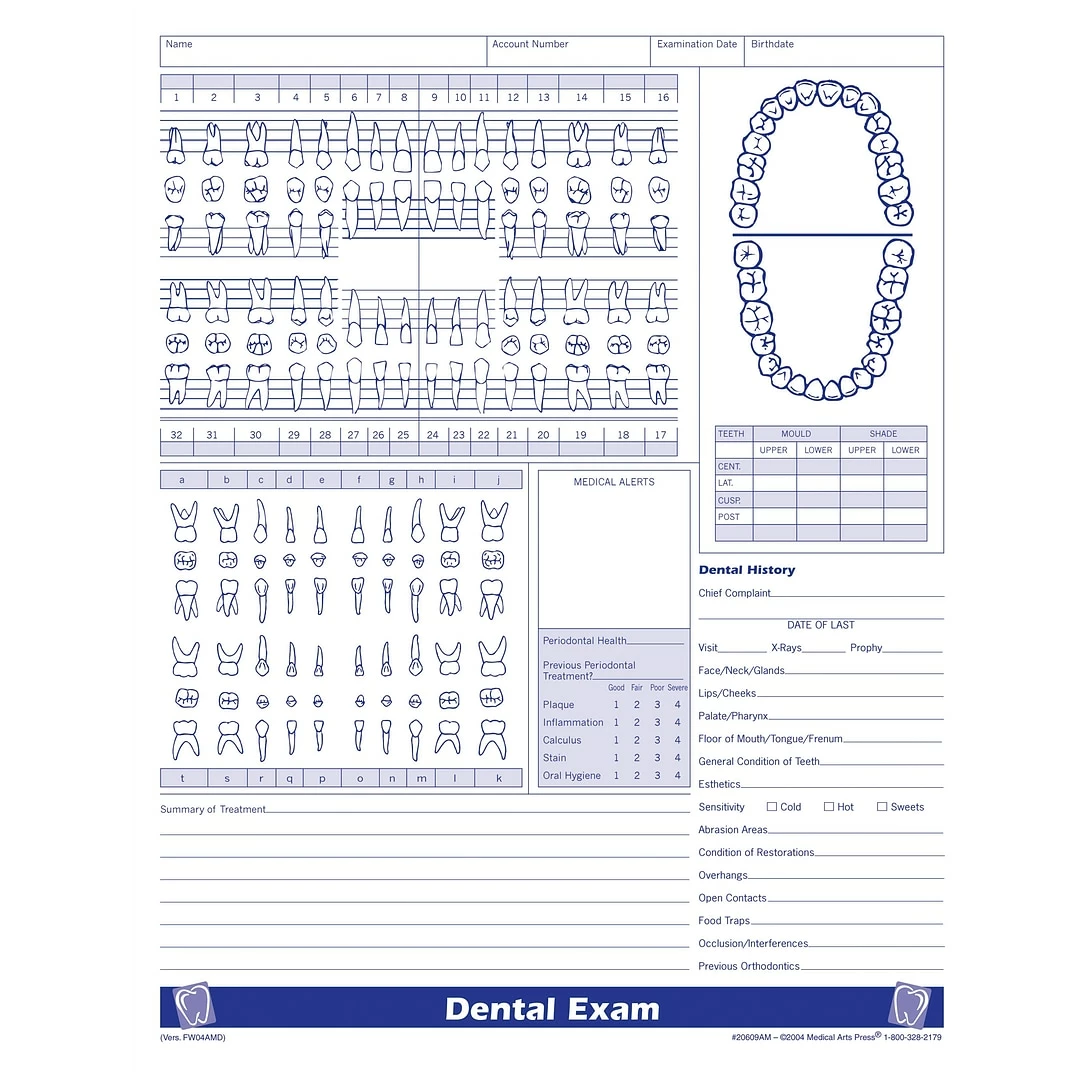 Medical Arts PressĀ® FormFamily Dental Exam Form - Image 2