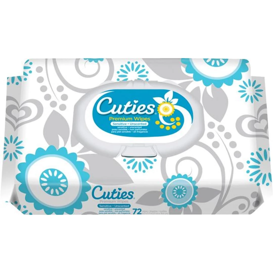 Cuties⢠Sensitive Baby Wipes, 72 Wipes/Pack, 12 Packs/Carton