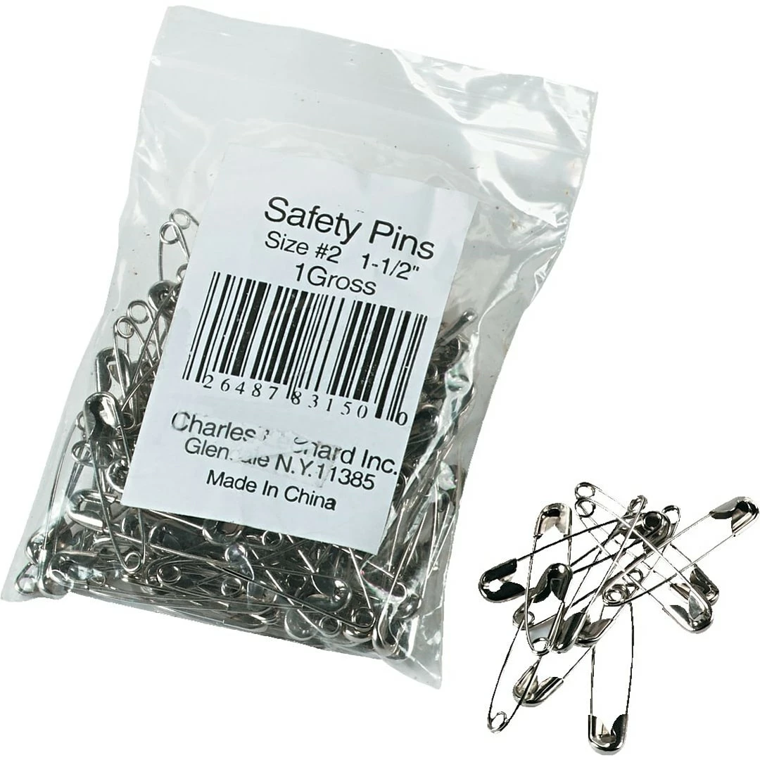 CLN Nickel-Plated Steel Safety Pins, 1-1/2", 144 Pins/Pack
