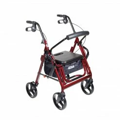 Drive Medical Duet Dual Function Transport Wheelchair Rollator Rolling Walker Burgundy (795BU)