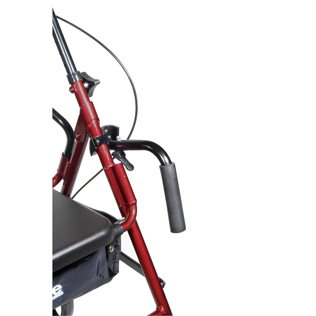Drive Medical Duet Dual Function Transport Wheelchair Rollator Rolling Walker Burgundy (795BU) - Image 3