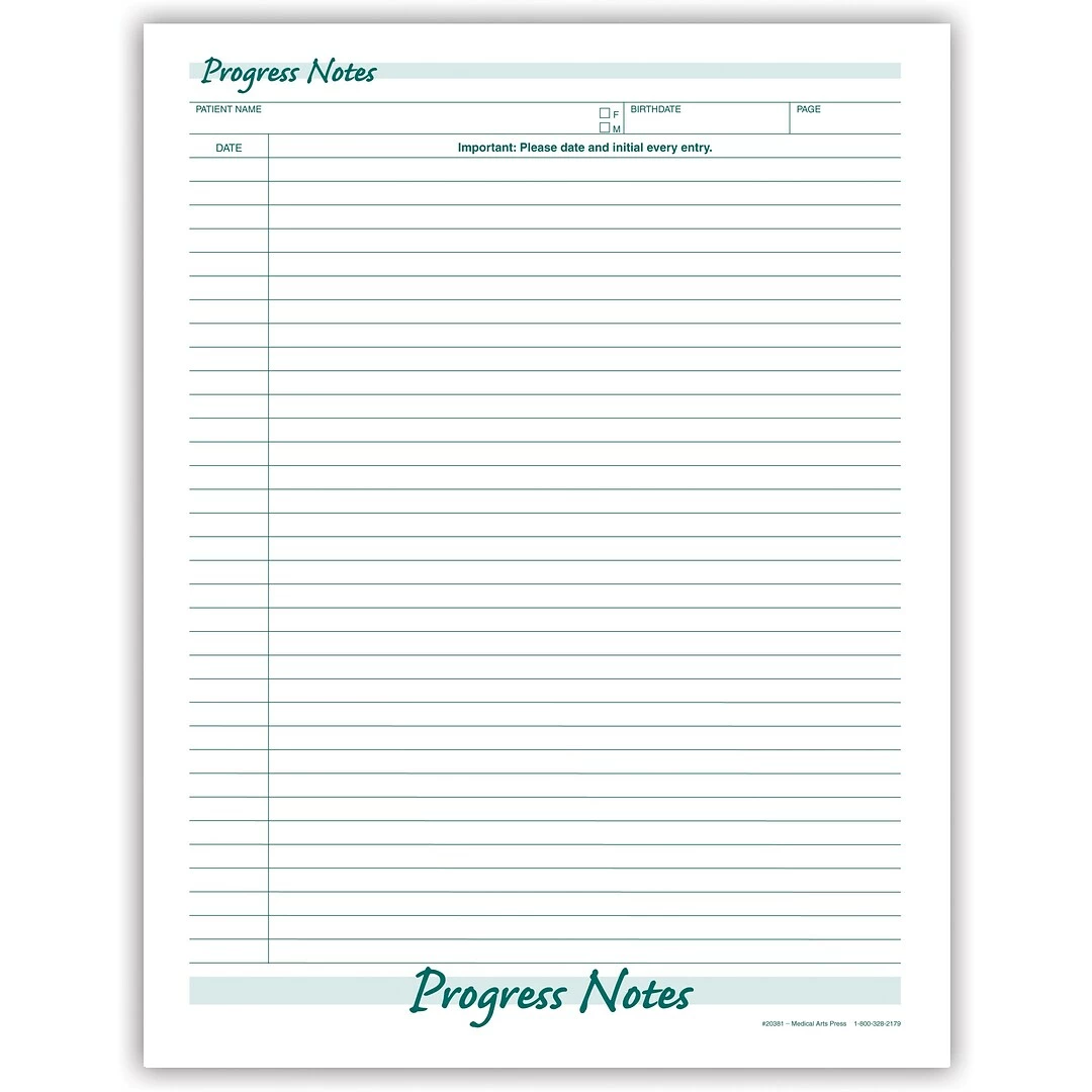 Medical Arts Press® Progress Notes Patient Care Form; Green FormFamily™ - Image 2