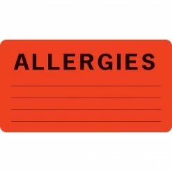 Medical Arts Press® Allergy Warning Medical Labels, Allergic To:, Fluorescent Red, 3-1/4x1-3/4", 500 Labels
