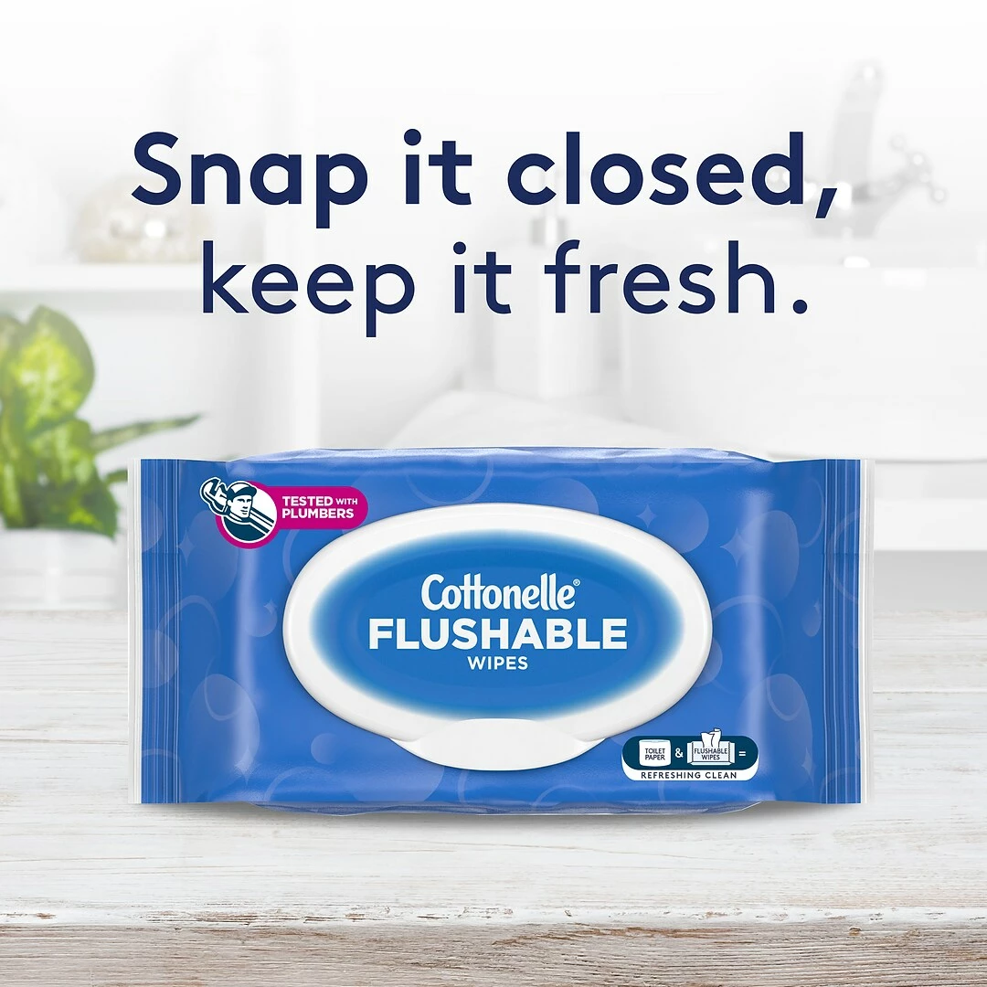 Cottonelle Flushable Wet Wipes - 2 Flip-Top Packs, 84 Total Wipes - Image 2