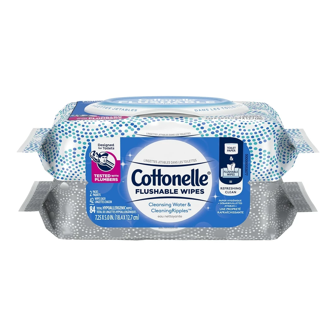 Cottonelle Flushable Wet Wipes - 2 Flip-Top Packs, 84 Total Wipes - Image 3