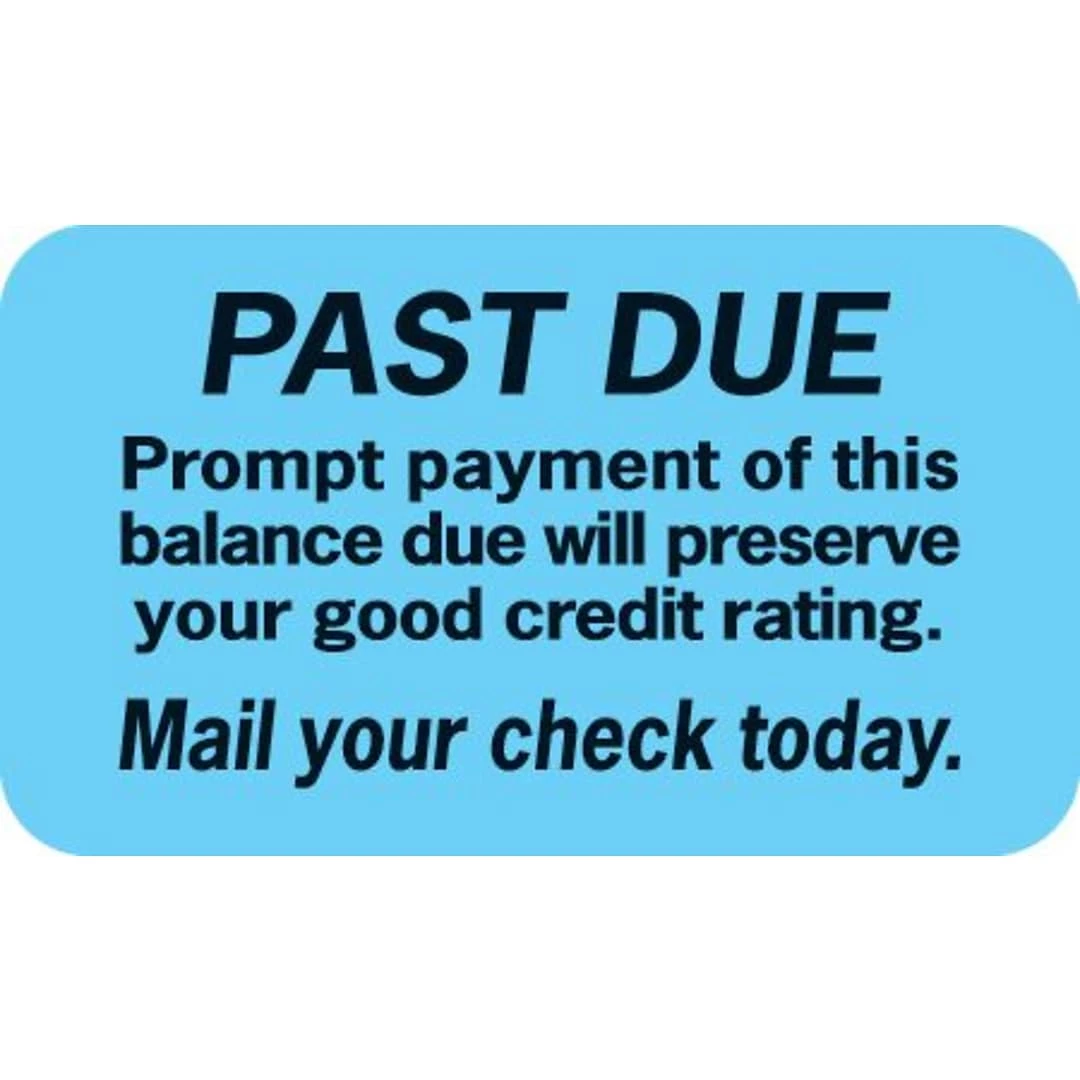 Medical Arts Press® Past Due Collection Medical Labels, Past Due, Light Blue, 7/8x1-1/2", 500 Labels