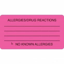 Medical Arts Press® Allergy Warning Medical Labels, Allergies/Drug Reactions, Fluorescent Pink, 1-3/4x3-1/4", 250 Lbls