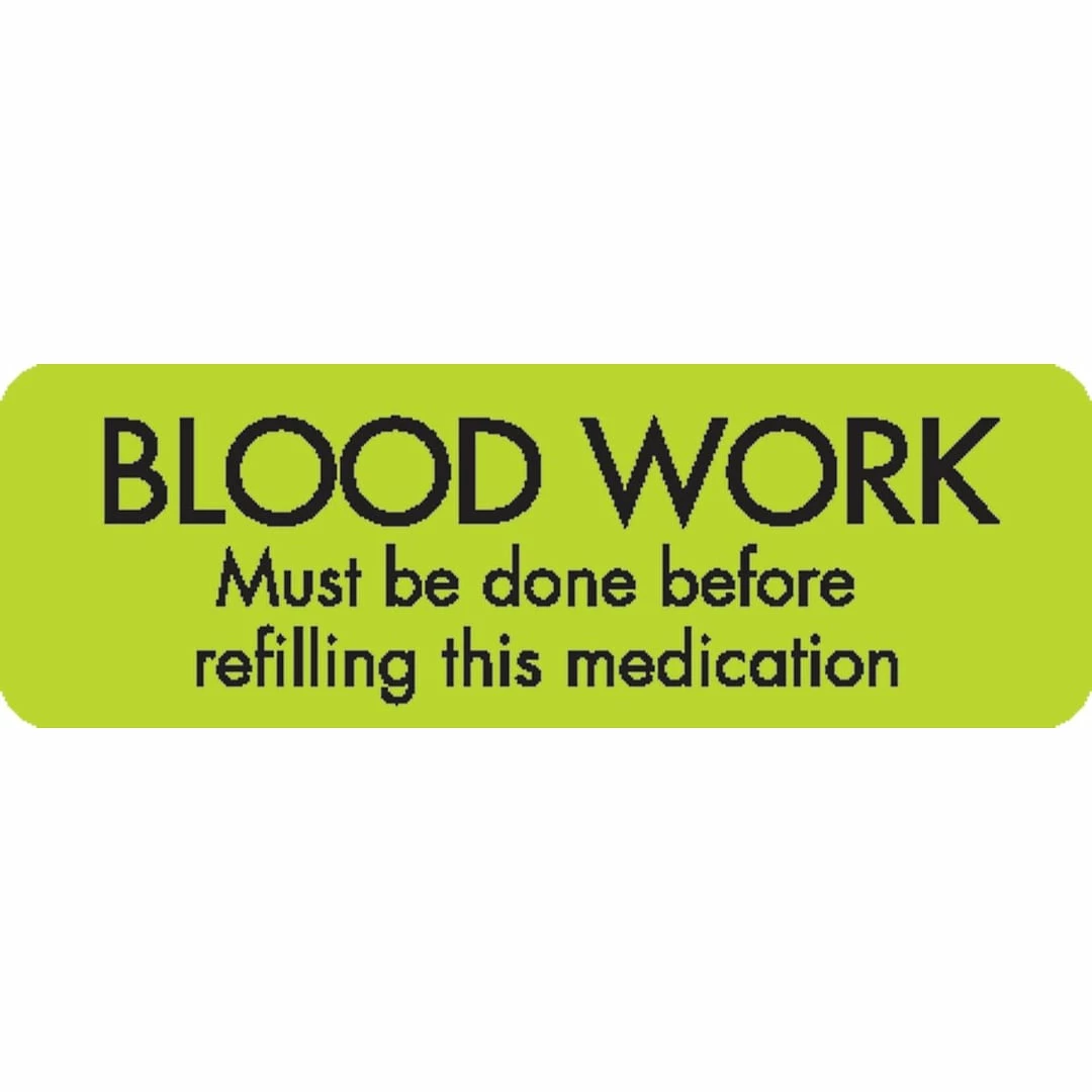 Medical Arts Press Veterinary Medication Instruction Labels, Blood Work Done, Chartreuse, 1.5 X 0.5 Inch, 500 Labels