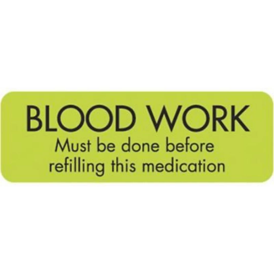 Medical Arts Press Veterinary Medication Instruction Labels, Blood Work Done, Chartreuse, 1.5 X 0.5 Inch, 500 Labels - Image 2