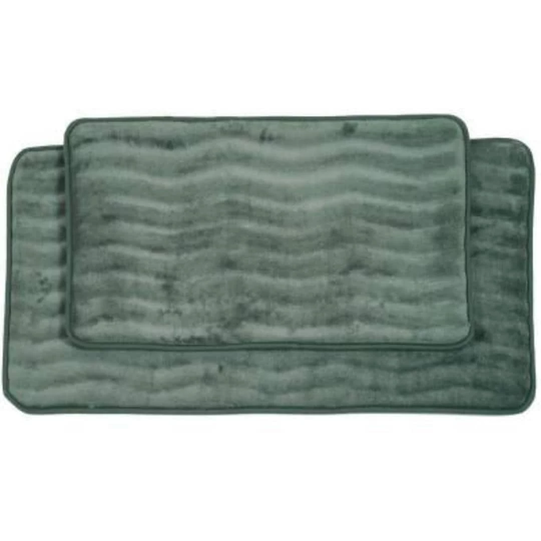 Lavish Home 20.2" X 32.2" Microfiber Foam & Polyurethane Bath Mat Set, Green