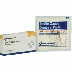 First Aid Only Sterile Gauze Pads, 3" X 3", 4/Box (3-001)
