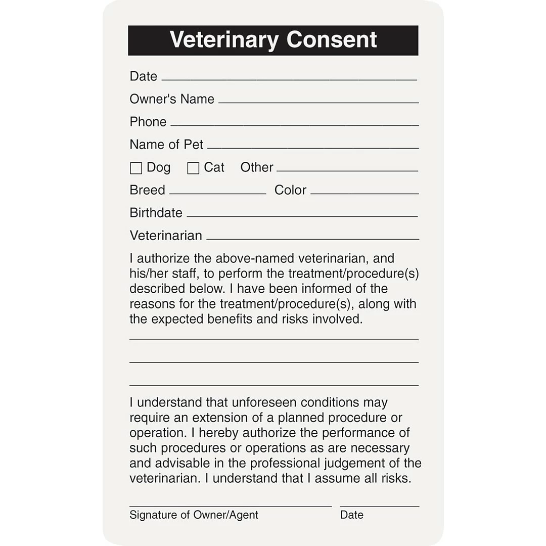 Medical Arts Press® Veterinary Consent/Release Medical Labels, Vet/Consent, White, 2-1/2x4", 100 Labels