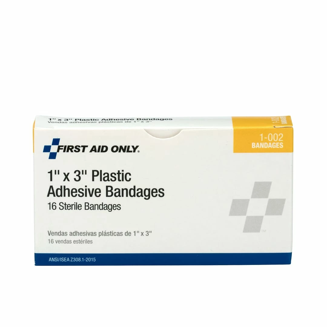 First Aid Only 1" X 3" Plastic Adhesive Bandages, 16/Box (1-002/AN146) - Image 2