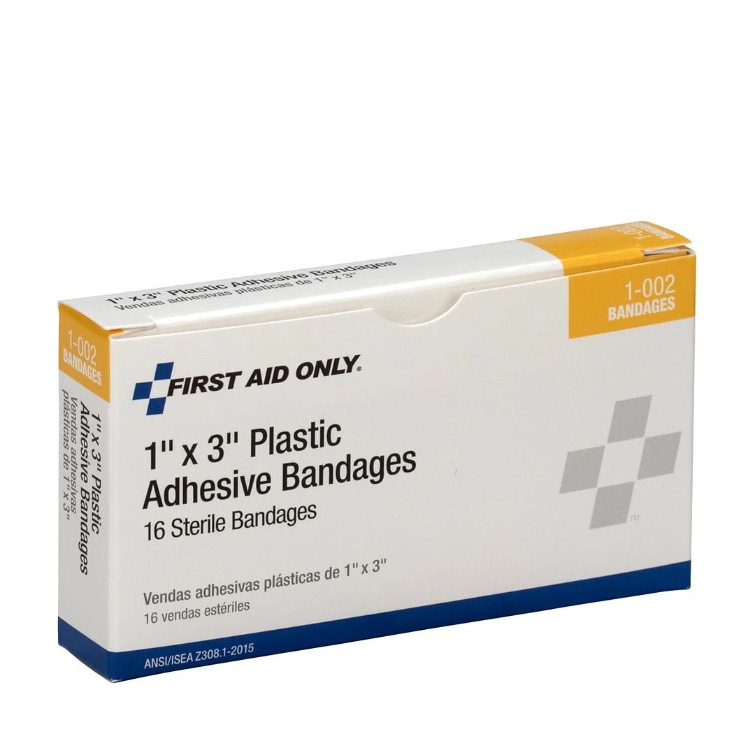 First Aid Only 1" X 3" Plastic Adhesive Bandages, 16/Box (1-002/AN146) - Image 3
