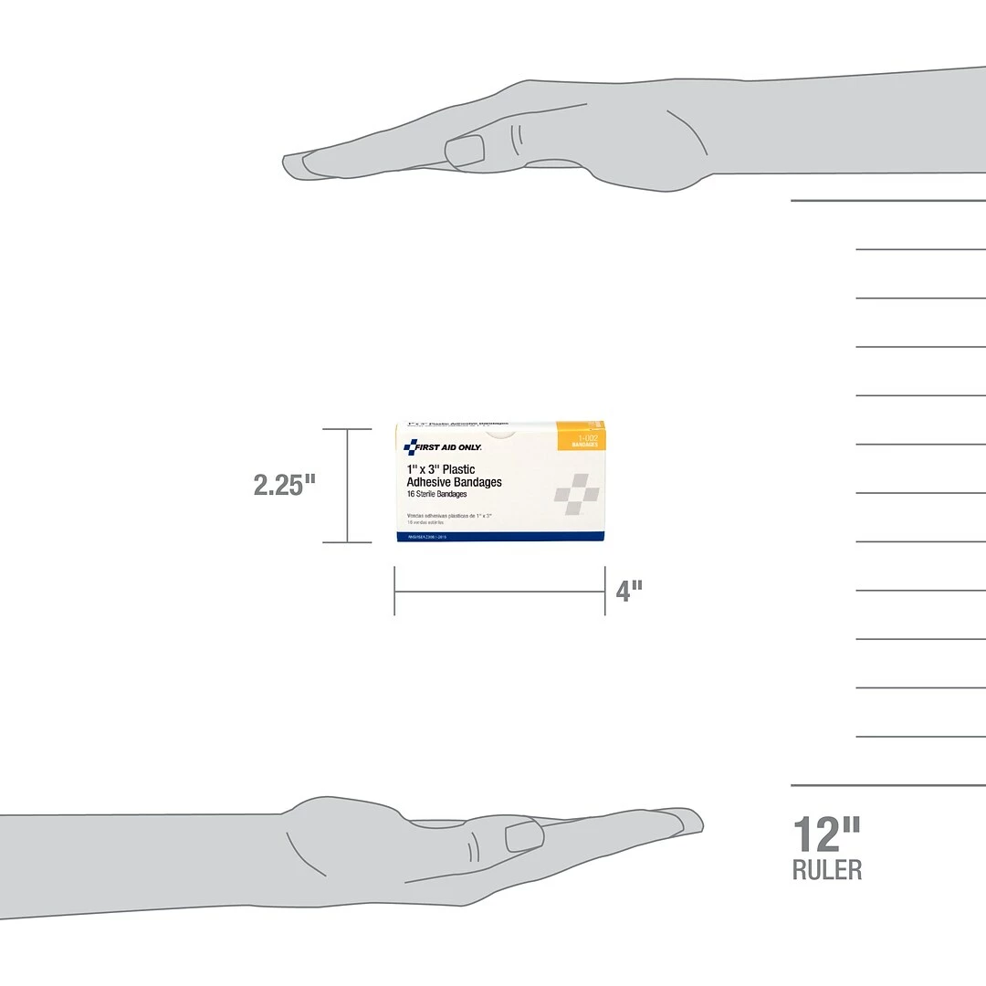 First Aid Only 1" X 3" Plastic Adhesive Bandages, 16/Box (1-002/AN146) - Image 4