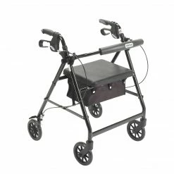 Drive Medical Rollator Rolling Walker With 6" Wheels Fold Up Removable Back Support And Padded Seat Black (R726BK)