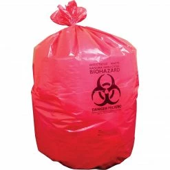 Heritage Bag Heritage Healthcare Printed Biohazard Bags/Liners, 7-10 Gal, 24x24, HD, 11 Mic, Red, 1000 CT, 20 Rolls Of 50 Bags Per Roll