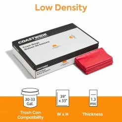 Coastwide Professional™ 30-33 Gal. Biohazard Trash Bags, Low Density, 1.3 Mil, Red, 39x33, 150/Carton (CW57395)
