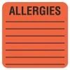 Tabbies® Medical Labels "ALLERGIES", 2" X 2", Fluorescent Red, 500/Roll