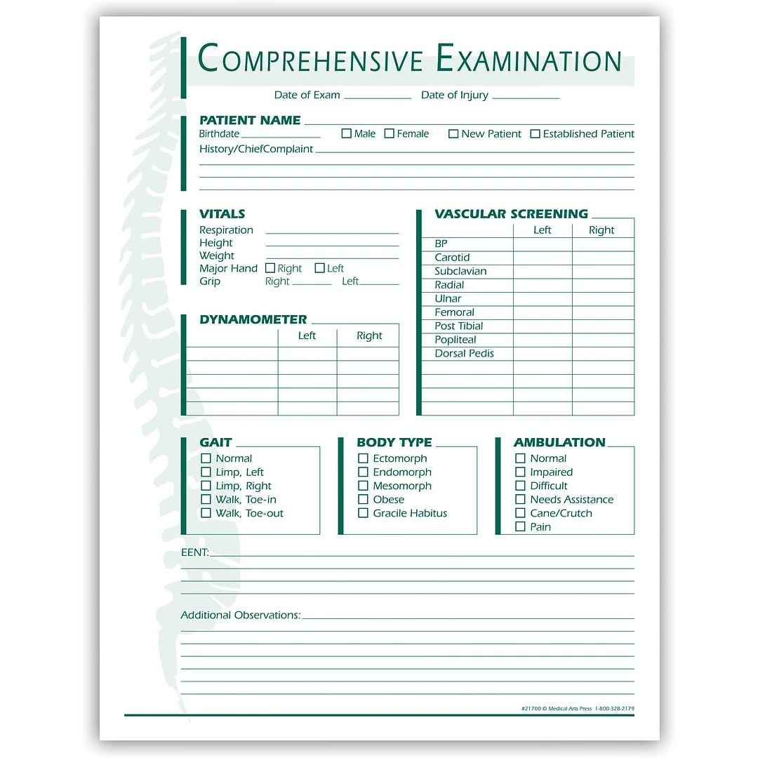 Medical Arts Press® Comprehensive Examination Form