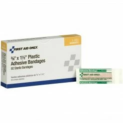 First Aid Only Plastic Bandages, 3/8" X 1.5", 80/Box (1-080)