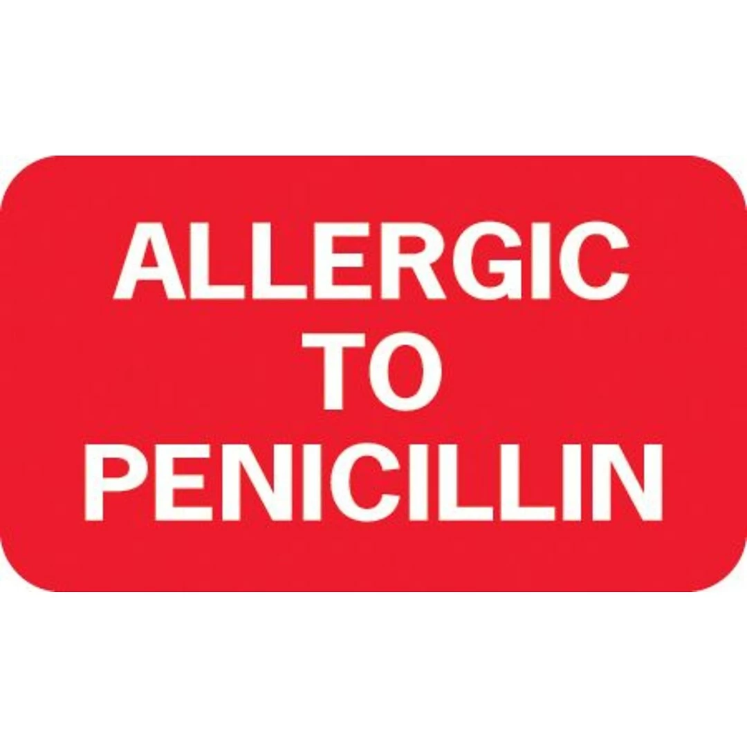 Medical Arts PressĀ® Allergy Warning Medical Labels, Allergic To Penicillin, Fluorescent Red, 7/8x1-1/2", 500 Labels