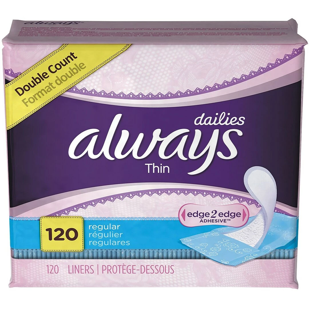 Always® Dailies Thin Liners, Regular, 120 Pads/Pack, 6 Packs/Carton - Image 2
