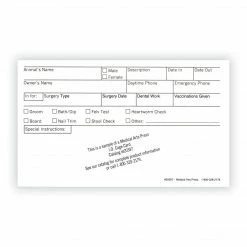 Medical Arts Press® Vet Cage Card, Check Off Boxes For A Variety Of Services, 3x5"