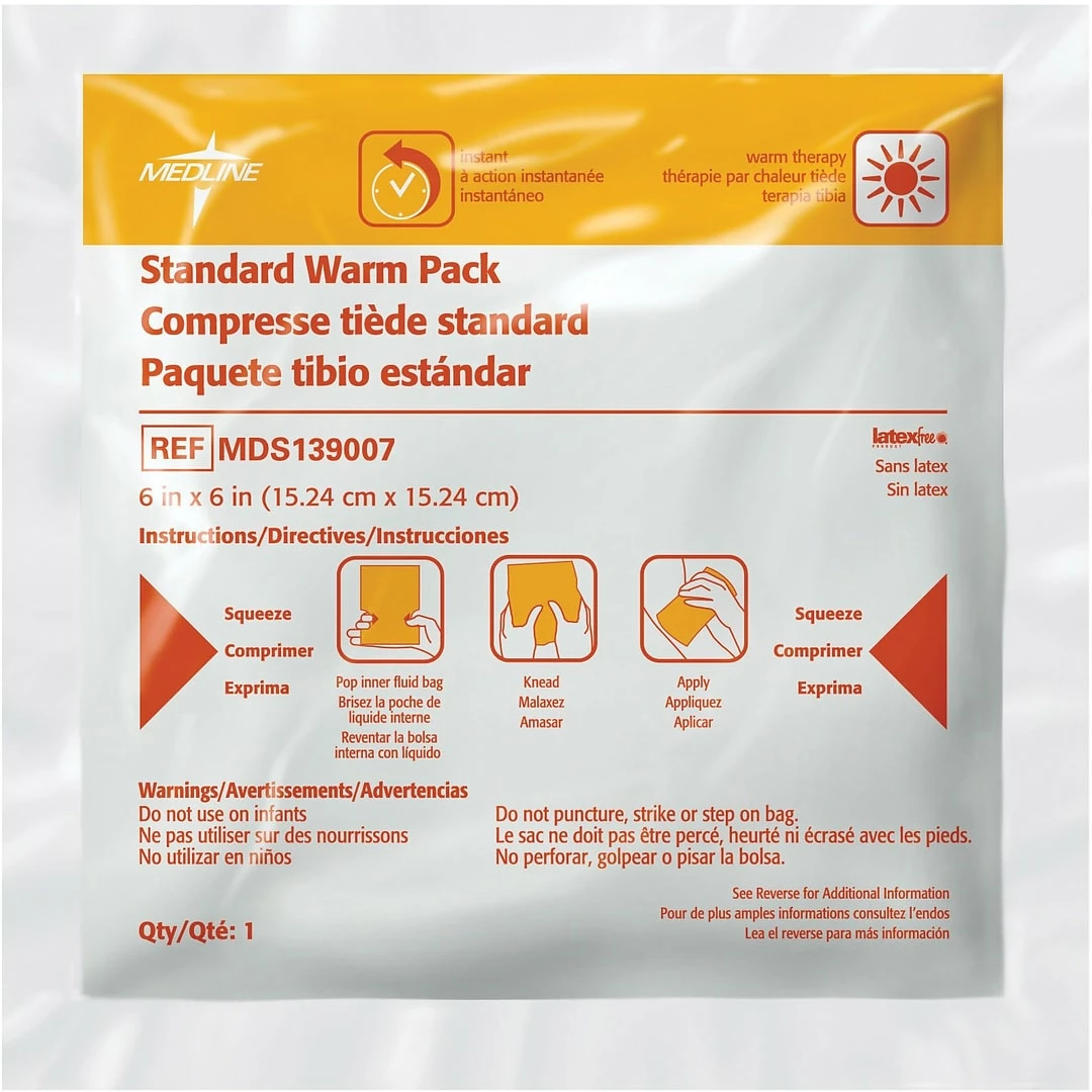 Medline Rapid Aid Instant Warm Packs, 6" L X 6" W, 36/Pack