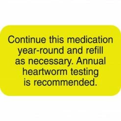 Medical Arts Press® Medical Heartworm Labels, Continue Medication, Fluorescent Chartreuse, 7/8x1-1/2", 500 Labels