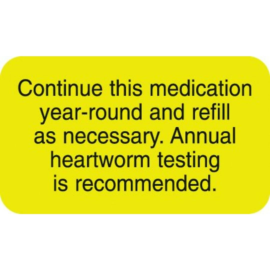 Medical Arts PressĀ® Medical Heartworm Labels, Continue Medication, Fluorescent Chartreuse, 7/8x1-1/2", 500 Labels