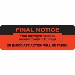Medical Arts Press® Collection & Notice Collection Labels, Final Notice, Fluorescent Red, 1x3", 500 Labels