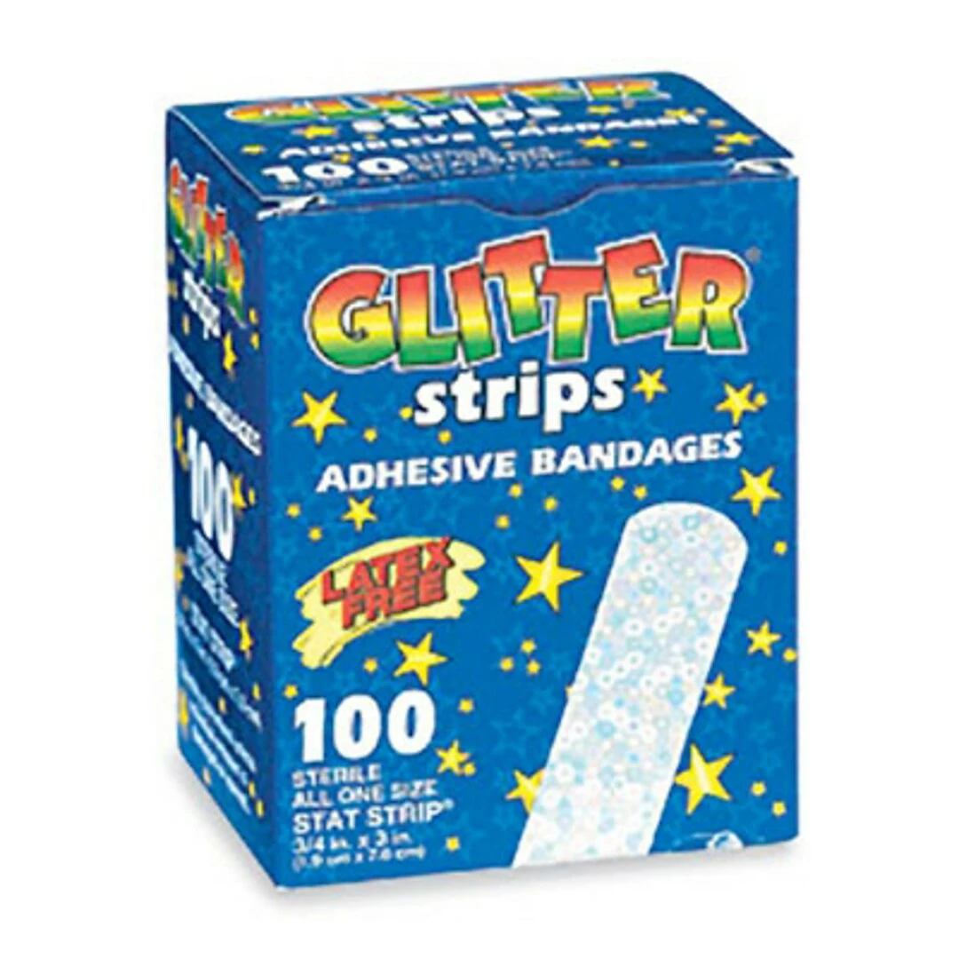 SmileMakers Glitter Strips Adhesive Bandages; 100 PCS