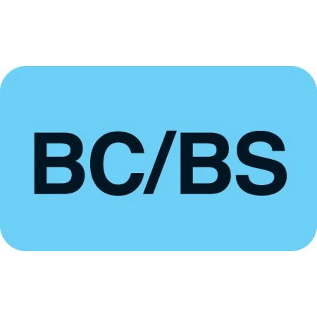 Medical Arts Press® Insurance Chart File Medical Labels, BC/BS, Light Blue, 7/8x1-1/2", 500 Labels